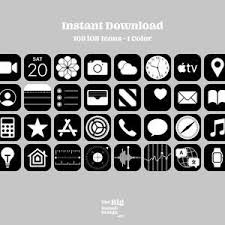 Aesthetic White Ios 14 App Icons Pack 108 Icons 1 Color Etsy Icon Pack App Icon Black App