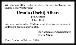 Traueranzeigen von Ursula Albers