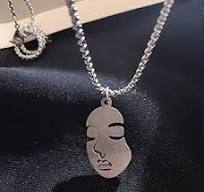 Dtja Vintage Human Face Pendant Necklace for Women Silver Plated Stainless  Steel Abstract Cheek Adjustable Long Box Chain Personalized Fashion Punk ...