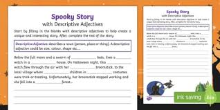 That is, more than one word that together modify a noun. Spooky Story Opener Worksheet Teacher Made