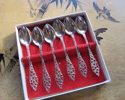 Vintage Silver Decorative Teaspoons Box Of Silver Spoons Set Vintage Silver Silver Spoons Spoon