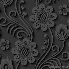 Vector black floral seamless pattern with shadow. Black Floral 3d Seamless Pattern Vectors 02 Free Download