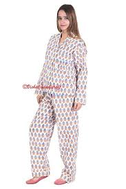 Indian Cotton Block Print Night Suit Womens Payjama Set Fabric Ladies Night Wear Ladies Nightdressesshirts Ev Night Dress For Women Night Suit Indian Cotton