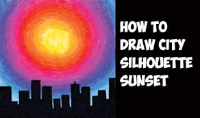 You should have a plain grassy spot where you are going to work and a large table to work on the colors. How To Draw Or Paint Sunset With Black City Silhouette Cityscape Easy Step By Step With Colored Pencils Pastels Acrylics Or Markers How To Draw Step By Step Drawing Tutorials