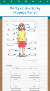 Add to my workbooks (1367) Wizer Me Blended Worksheet Parts Of The Body Koerperteile Learn German German Language Learning Blends Worksheets