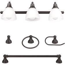 Check spelling or type a new query. Globe Electric Part 51227 Globe Electric Jayden 3 Light Oil Rubbed Bronze Vanity Light With Frosted Glass Shades And 4 Piece Bath Set Vanity Lighting Home Depot Pro
