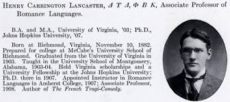 Dr Henry Carrington Lancaster (1882-1954)
