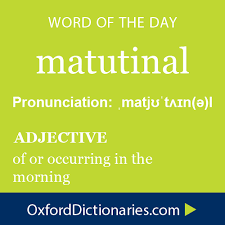 Matutinal Adjective Of Or Occurring In The Morning Word Of The Day For October 27th 2014 Wotd Wordoftheday Matutinal Uncommon Words Words Unusual Words