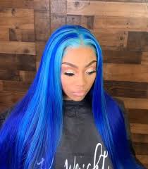 All our wigs are made of heat resistance fibre and can be styled by hot tools. Lace Front Wigs Virgin Hair For Black Women Electric Blue Lace Front W Hair Styles Beautiful Hair Color Light Hair Color
