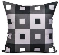 No embroidery on back side. A Pex Black White And Gray Throw Pillow Cover Modern Decorative Pillows By Lacozi