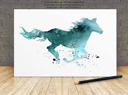 Horse Watercolor Print Turquoise Home Decor Animal Art Print Etsy Watercolor Horse Horse Silhouette Animal Art