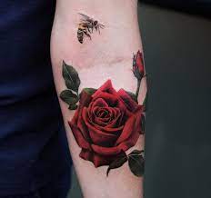 Red Rose Tattoo Arm 1 Red Rose Tattoo Red Tattoos Rose Tattoo