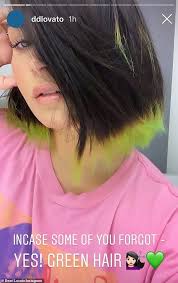 It's the shortest haircut she's had in years. Demi Lovato Debuts Neon Green Highlights In Her Hair Daily Mail Online