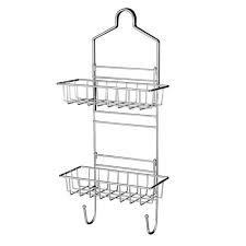Home accents chrome plated steel shower caddy. The Plumber S Choice Shower Caddy Over Shower Head Basket Shelf With Hooks Hanging Sponge Shampoo Holder Organizer Stainless Steel In Chrome Pbe2050 The Home Depot