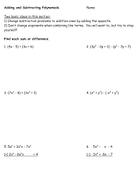 Related posts for multiplying polynomials worksheet 1 answers best of adding subtracting polynomials. Adding And Subtracting Polynomials