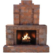 Pavestone Rumblestone 84 In X 38 5 In X 94 5 In Outdoor Stone Fireplace In Sierra Blend 53377 Outdoor Stone Fireplaces Outdoor Stone Outdoor Fireplace Kits