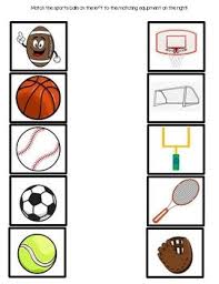 Sports Matching Game Match The Sports Ball To The Equipment Early Childhood Education Spo Sports Theme Classroom Sports Themed Lessons Sports Games For Kids