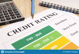 Credit Rating Chart With Pen And Calculator Stock Image
