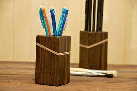An ergonomic desk holder has enough space to store all accessories of your daily use. Making A Wooden Pencil Holder The Drunken Woodworker Wooden Pencil Holder Wooden Pencil Box Wooden Pencil