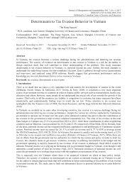 Pdf Determinants To Tax Evasion Behavior In Vietnam
