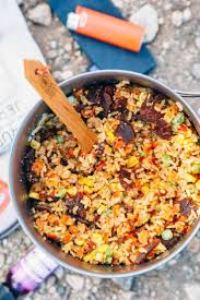 An Easy Backpacking Meal Idea Fried Rice With Jerky With Just A Few Ingredients And No Dehydrator You Can Easy Camping Meals Backpacking Food Hiking Food