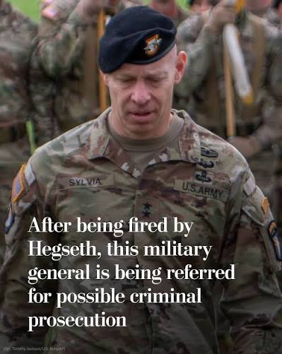 The Pentagon said it has made a criminal referral in an alleged leak case, claiming the firing of Army Lt. Gen. Brett Sylvia was necessary “to protect sensitive information.” Sylvia was fired