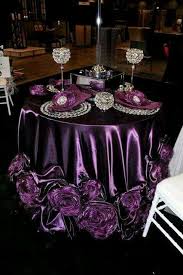 Pin By Jane Ausman Mudawar On Halloween Wedding Table Decorations Purple Wedding Table Decorations Elegant Purple Table Settings