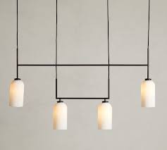 Flush mount lighting is a common ceiling light that can be used anywhere in the home, even in small spaces with low ceilings. Claremont Milk Glass Cylinder Linear Chandelier Pottery Barn