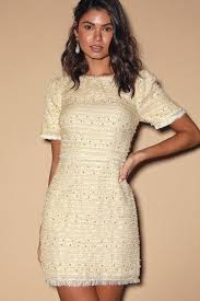 Tweed Dress In 2020 Short Sleeve Mini Dress Shiny Dress Short Black And White Cocktail Dresses