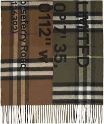 Burberry Beige Green Giant Check Scarf Ssense Canada