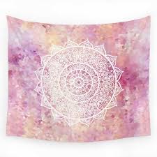 Mandala Wall Hanging Tapestry Blush Pink And Cream Tapestry Pink Wall Tapestry Boho Tapestry