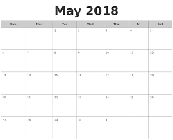 Editable May 2018 Google Calendar Excel Calendar Template Monthly Calendar Template Printable Calendar Word