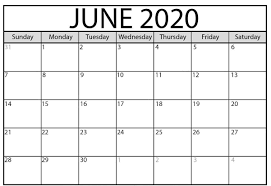 Blank June 2020 Calendar Printable In 2020 Calendar Printables Calendar Word Monthly Calendar Template