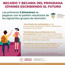 Consta de 2 mil 400 pesos mensuales entregados bimestralmente por becario (4 mil 800 pesos bimestrales), durante los diez meses que dura el ciclo escolar. Beca Jovenes Escribiendo El Futuro Jeef Home Facebook