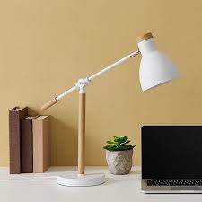 Pecard Adjustable White Desk Lamp With Wood Accents Walmart Com Small Desk Lamp White Desk Lamps Desk Lamp