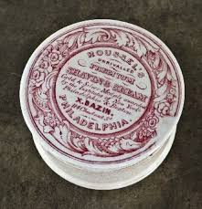 Not for bottle,s pot lids or jars but all those. Original C 1850 S Antique Ceramic Shaving Cream Jar Or Pot Lid Manufactured For X Bazin Of Roussel S Pefumery In Philadelphia Pa