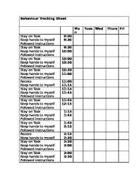 Behaviour Tracking Sheet Worksheets Teaching Resources Tpt