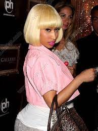 See pictures of nicki minaj with different hairstyles, including long hairstyles, medium hairstyles, short hairstyles, updos, and more. Custom Nicki Minaj Bob Hairstyle Golden Blonde With Bang Short Lace Wigs