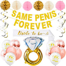 Who doesn't want to procrastinate at work with pretty pictures of balloons, napkins, pool floats, and all the punny swag a bride could want. Tmcce Bachelorette Party Decorations Bridal Shower Supplies Bride To Be Kit Same Forever Banner Sash Engagement Ring Balloon Pom Poms Flowers Balloons Swirl Buy Online In Bermuda At Bermuda Desertcart Com Productid 155900479