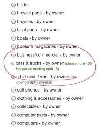 Check spelling or type a new query. Craigslist Will Start Charging 5 To List Your Car