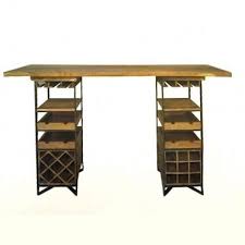 Table haute style bistrot industriel avec plateau décor bois vieilli. Mange Debout 180 Cm Avec Plateau Bois Clair Meuble Bar Cuisine Table Haute Mange Debout