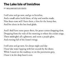 Lake Isle Of Innisfree Poetry Foundation William Butler Yeats Innisfree