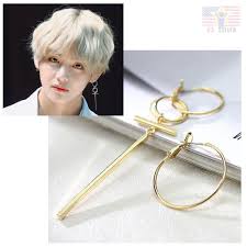 K Pop Korean Star Bts V Bangtan Boys Man Gold Silver Stud Cross 2 Hoop Earrings Bts Earrings Pop Jewelry Silver Earrings Studs