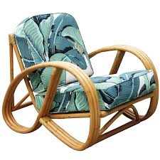 Restored 3 4 Round Pretzel Rattan Lounge Chair With Beverly Palms Cushions Rattan Chair Rattan Lounge Chair Shabby Chic Furniture