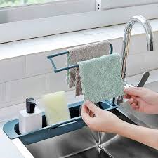 Kitchen sink caddy bath hanging soap storage sink draining sponge holder le. Amazon Com Telescopic Sink Holder Expandable Storage Drain Basket Rack Dish Cloth Hanger Sponge Soap Holderdrainer Sink Tray Sink Caddy Organizer Storage For Kitchen Sink Waterproof Blue Kitchen Dining