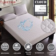 Turetrip Jacquard Cloud Waterproof Mattress Protector Deep Pocket Matress Cover Machine Washable Mattress Pad Folding Mattress