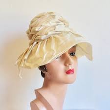 Stunning Designer Vintage Cream Slub Silk Occasion Cloche Hat by Sandra  Phillipps