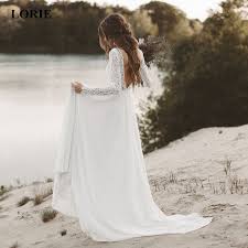 Fast shipping & easy returns. Lorie Beach Wedding Dresses Full Sleeve V Neck Open Back Boho Bridal Gowns Chiffon Princess Party Dresses Sweep Train 2020 Wedding Dresses Aliexpress