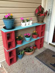 Painted Cinder Block Plant Stand Diy Yard Diy Patio Diy Porch