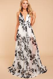 Gorgeous Gal White And Black Floral Maxi Dress Black Floral Maxi Dress Flowy Floral Maxi Dress Maxi Dress